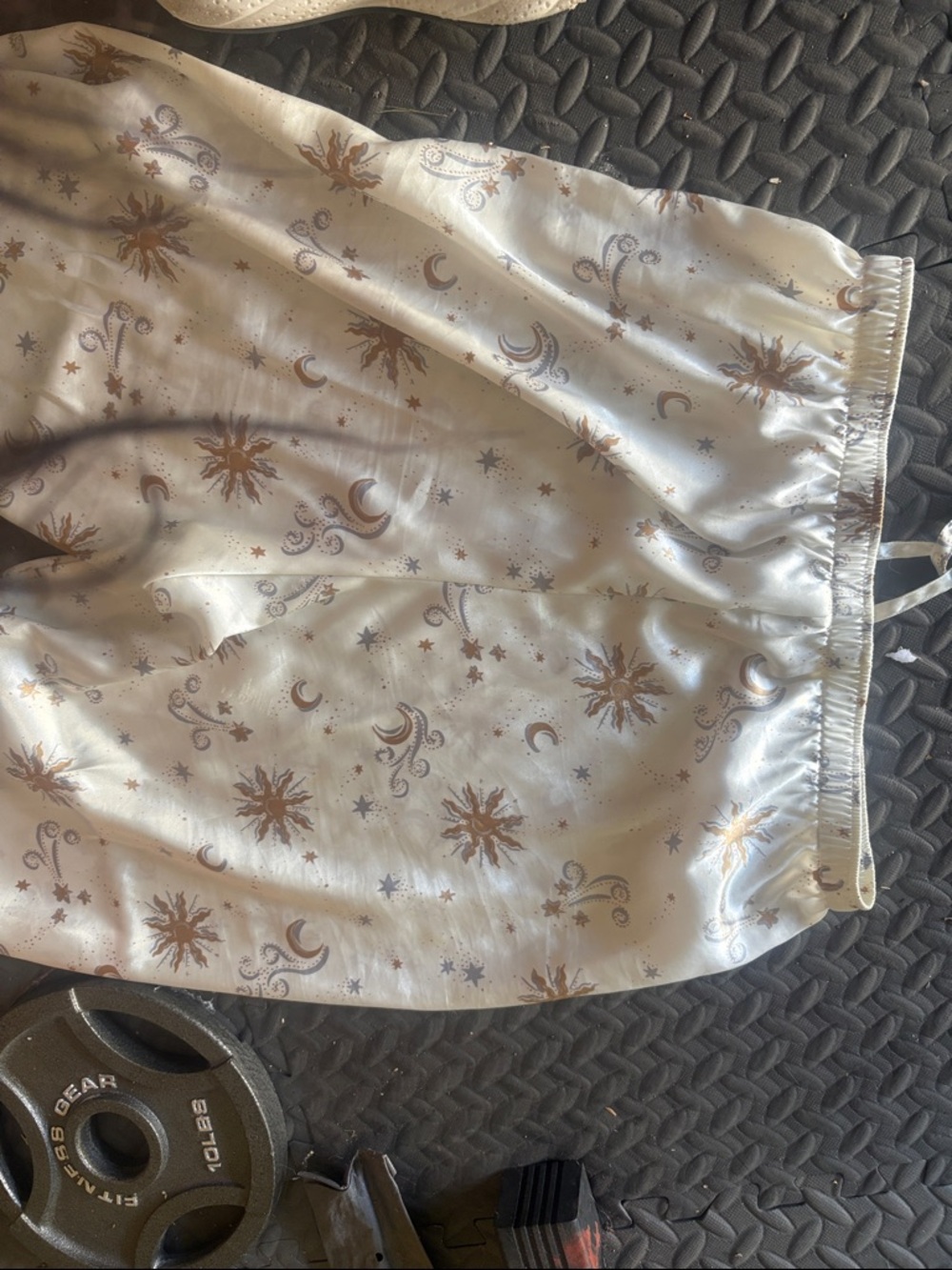Morgan Taylor intimate pajama set vintage Satin Celestial sun moon L pants shirt - Picture 4 of 4